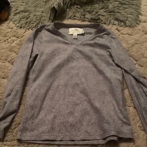 Women's V-Neck Long Sleeve Pajama Top - Lavender Gray